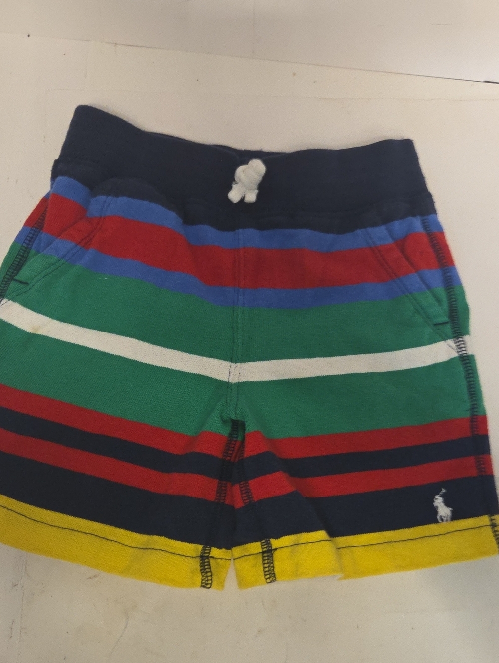 Ralph Lauren Navy Multicolor Striped Kids Shorts Sz 3 T